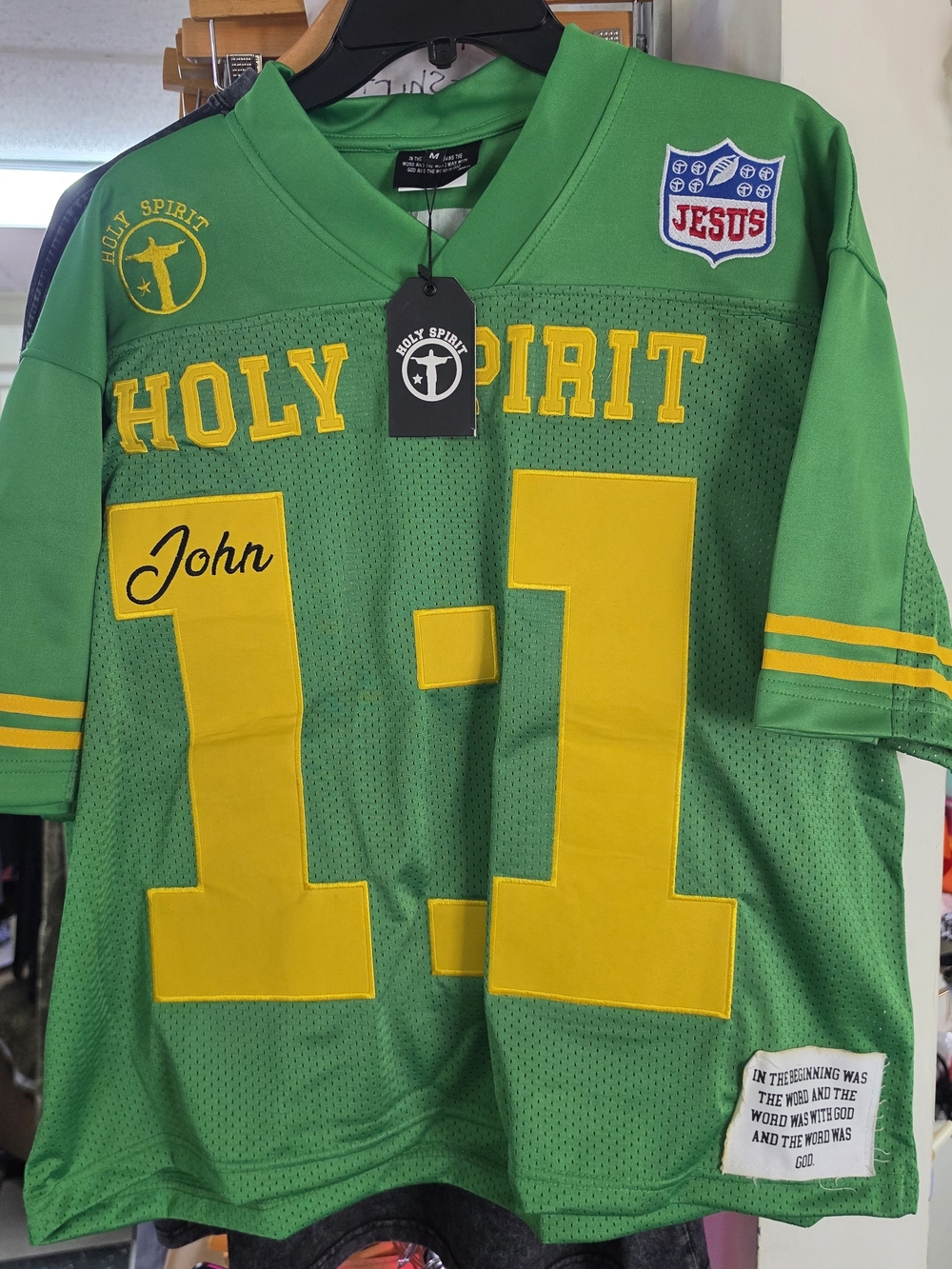 Spirit Green Jersey with Yellow Lettering